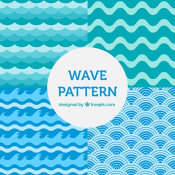 Free Vector | Pack of four wave patterns in blue tones