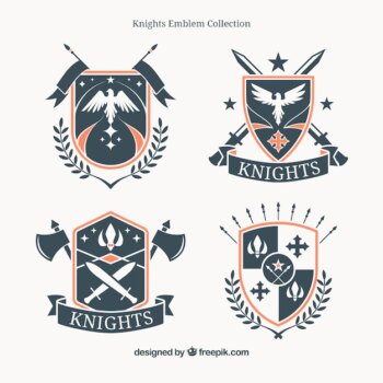 Free Vector | Pack of vintage heraldic shield insignia