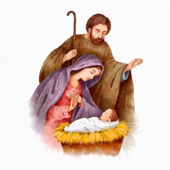 Free Vector | Painted nativity scene in watercolor