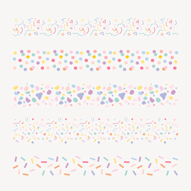 Free Vector | Pastel doodle brush illustrator vector confetti seamless set