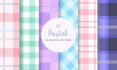 Free Vector | Pastel tartan check plaid seamless pattern collection