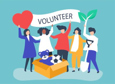 Free Vector | People volunteering and donating money