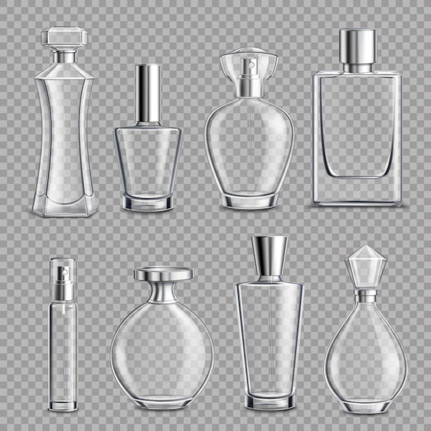 Free Vector | Perfume glass bottles realistic transparent