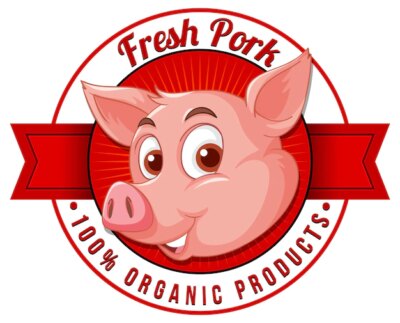 Free Vector | Pig cartoon character logo for pork products