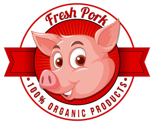 Free Vector | Pig cartoon character logo for pork products