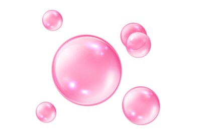 Free Vector | Pink collagen bubbles on white background fizzy sparkles bubble gum