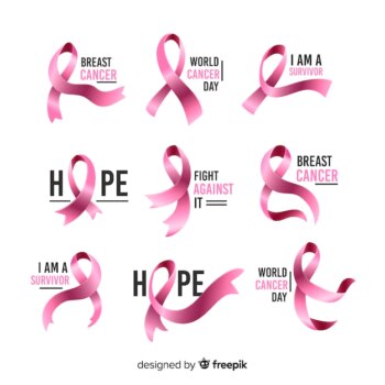 Free Vector | Pink ribbons collection for breast cancer event