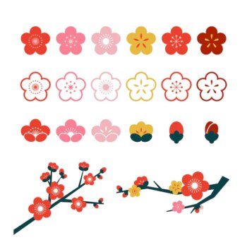 Free Vector | Plum blossom flower collection illustration