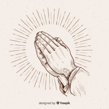Free Vector | Praying hands with rays background