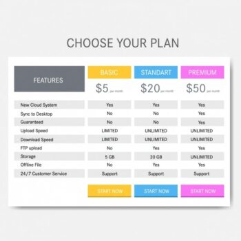 Free Vector | Price table template design