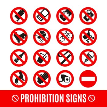 Free Vector | Prohibition signs set