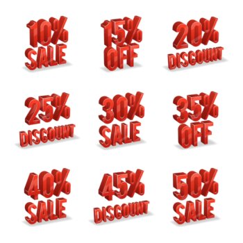 Free Vector | Promotional discount signs with percent off