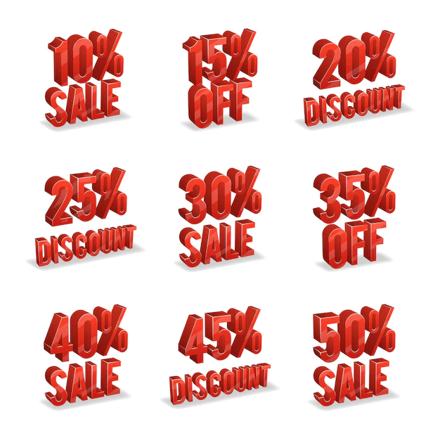Free Vector | Promotional discount signs with percent off