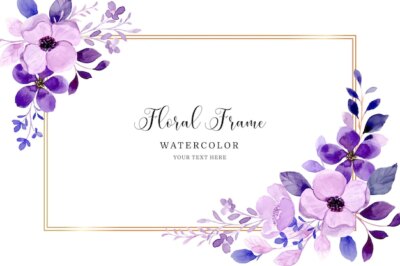 Free Vector | Purple floral frame background with watercolor