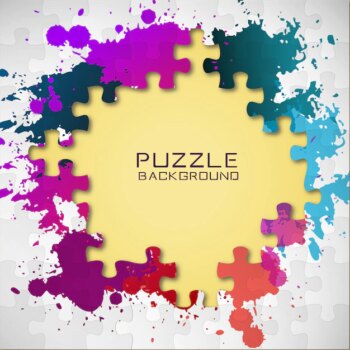 Free Vector | Puzzle pieces and colorful paint splashes