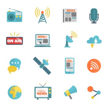 Free Vector | Radio and television icons collectio