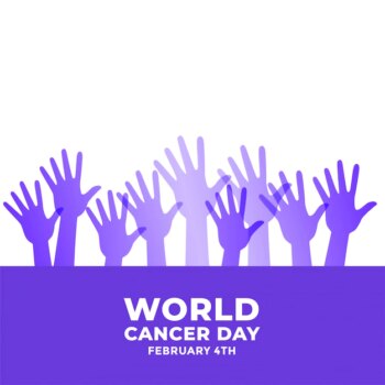 Free Vector | Raised hands for world cancer day awareness