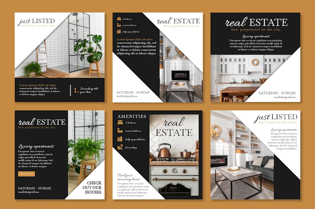 Free Vector | Real estate instagram posts