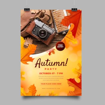 Free Vector | Realistic autumn sale vertical poster template