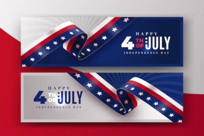 Free Vector | Realistic banners 4th of july independence day
