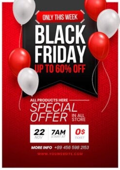 Free Vector | Realistic black friday vertical poster template