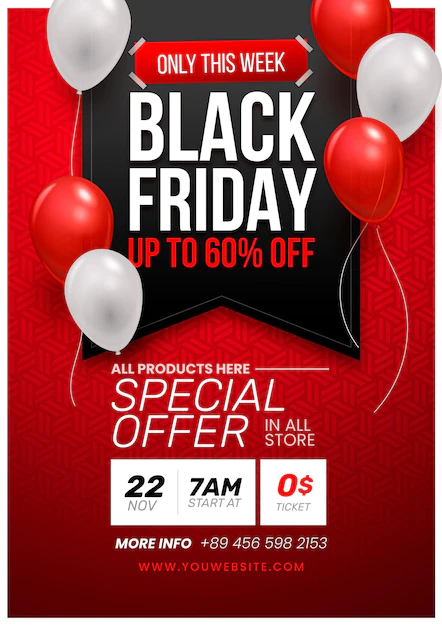 Free Vector | Realistic black friday vertical poster template