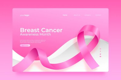 Free Vector | Realistic breast cancer awareness month landing page template