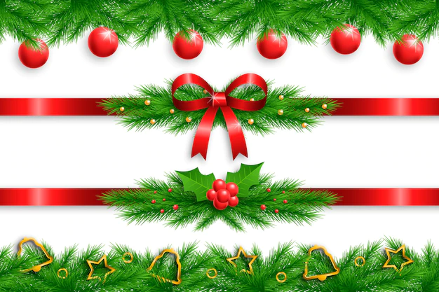 Free Vector | Realistic christmas frames and borders set