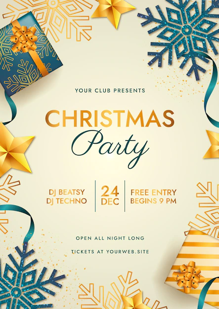 Free Vector | Realistic christmas party poster template