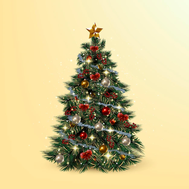 Free Vector | Realistic christmas tree concept