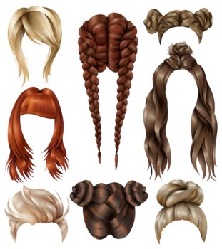 Free Vector | Realistic female hairstyles set