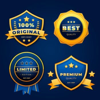 Free Vector | Realistic golden luxury badge collection