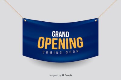Free Vector | Realistic grand opening banner template