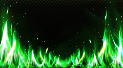 Free Vector | Realistic green fire border, burning flame clipart