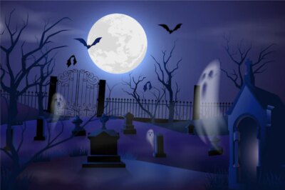 Free Vector | Realistic halloween background with graveyard