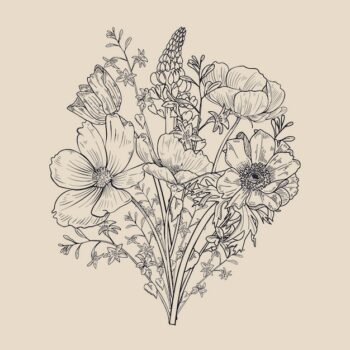 Free Vector | Realistic hand drawn vintage floral bouquet