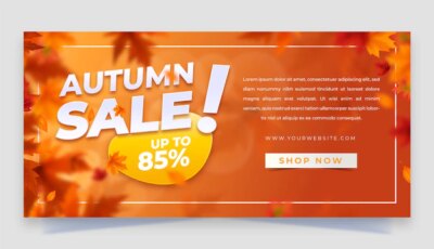 Free Vector | Realistic horizontal sale banner template for autumn celebration
