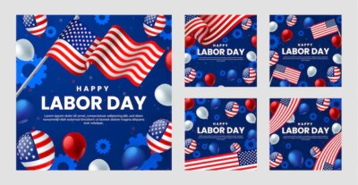 Free Vector | Realistic instagram posts collection for labor day celebration