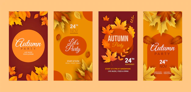 Free Vector | Realistic instagram stories collection for autumn celebration