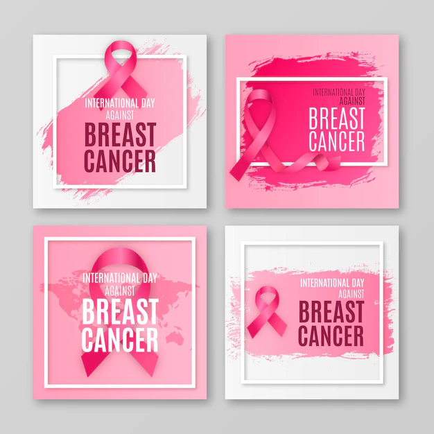 Free Vector | Realistic international day against breast cancer instagram posts collection