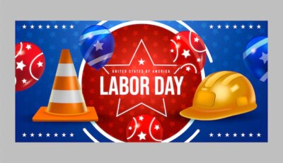 Free Vector | Realistic labor day horizontal banner template