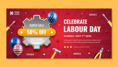 Free Vector | Realistic labor day sale horizonal banner template