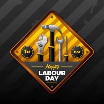 Free Vector | Realistic labour day with tools