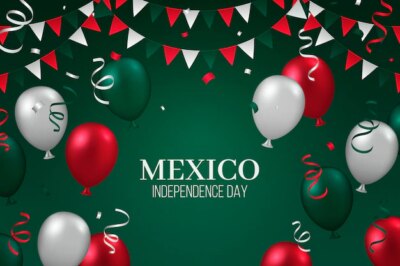 Free Vector | Realistic mexico independence day balloon background