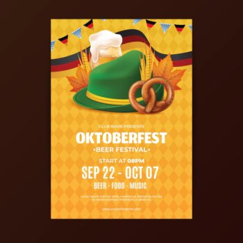 Free Vector | Realistic oktoberfest vertical poster template