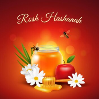 Free Vector | Realistic rosh hashanah food