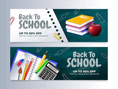Free Vector | Realistic sale banners set for back to school event