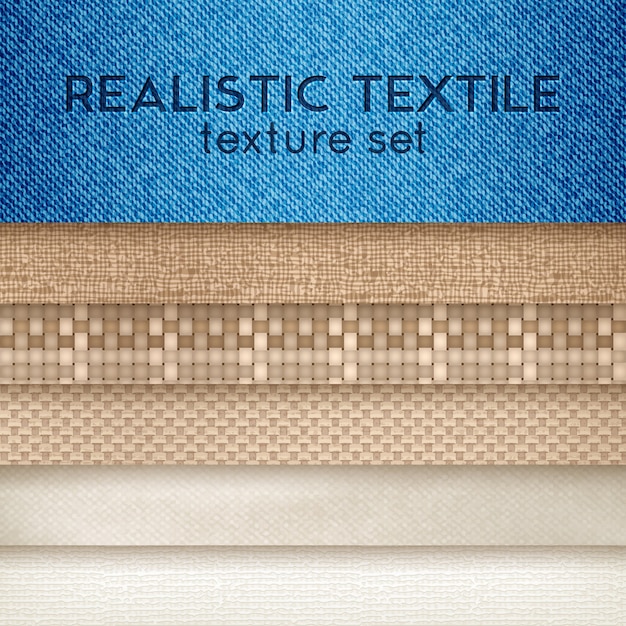 Free Vector | Realistic textile texture horizontal set