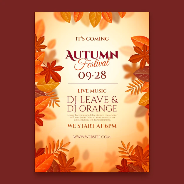 Free Vector | Realistic vertical poster template for autumn celebration