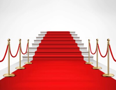 Free Vector | Red carpet white stairs realistic illustration
